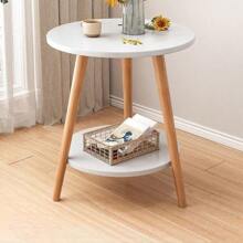 Bàn tròn nhỏ hai lớp 1 chiếc, bàn bên lắp ráp dễ dàng cho phòng khách, ghế sofa, phòng ngủ và ban công, bàn đầu giường phong cách Bắc Âu, bàn cà phê mini - Nhiều màu - Xem 4