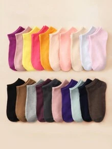 30 paires de chaussettes de cheville simples et colorées pour femmes, emballage aléatoire - Multicolore - Voir 3