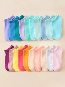 30 paires de chaussettes de cheville simples et colorées pour femmes, emballage aléatoire - Multicolore - Voir 4