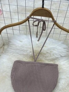 vestido ceñido de punto para mujer, ropa de calle, ceñido, elástico, ceñido, Sexy, a la moda, paquete de caderas, Verano - Caqui - Ver 9