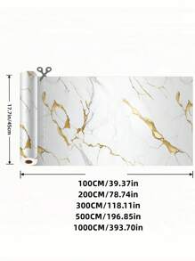 1pc White Marble Pattern Self-Adhesive Tile Sticker For Kitchen, Nordic Style Waterproof & Oilproof Countertop Sticker, Cabinet & Drawer Stain Resistant Wallpaper,Stickers,Wall Decal, Vinyl Decal For Home Decorations,Spring Decoration Items Refresh Your Home,Rama Decoration Stickers Gifts Birthday Graduation - White Gold - View 5