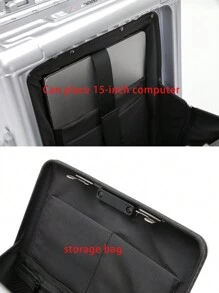 1 件 20 英寸大容量行李箱，带杯架、挂钩、万向轮、TSA 行李锁、笔记本电脑口袋和铝合金边缘，适合商务/学校旅行、男女通用礼物、旅行用品 USB 端口杯架行李箱手提行李箱随身携带行李箱旅行度假蜜月假期出国留学毕业假期必备品旅行配件礼物的理想选择，男女男孩女孩学生情侣巡航宿舍必备品大学宿舍必备品学校旅行行李箱手提箱随身携带 - 黑色 - 查看 9