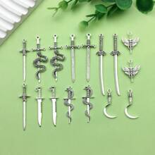 10/16 bucăți Breloc de sabie cavaler șarpe de Halloween Breloc de sabie de argint antic cuțit de metal pandantive Colier Fabricare de bijuterii Accesorii artizanale