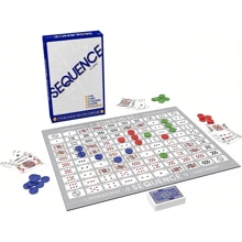 SEQUENCE - Juego original de SEQUENCE con tablero plegable, tarjetas y fichas de Jax (el empaque puede variar) color blanco