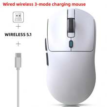 HXSJ輕便型3模式可充電無線/有線滑鼠，即插即用的光學滑鼠，適用於家庭、遊戲和辦公室使用 - 白色 - 查看 11