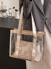 Minimalistyczna przezroczysta torba plażowa o dużej pojemności Damska torba na ramię i torebka - Przezroczysty - Zobacz 3