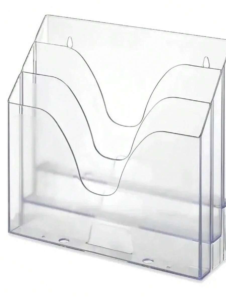 Suporte Organizador Multiuso Documentos Escritório - Triplo material escolar material escola papelaria - Transparente - Visão 1