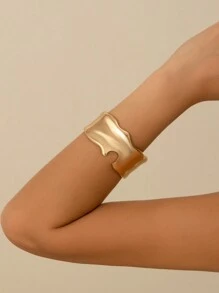 1 Stück übertrieben modisches, minimalistisches Multi-Element Metall-Geometrie Armreif für Frauen, Schmuckgeschenk für den täglichen Charme Schmuck - Goldgelb - Übersicht 14