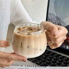 1/2/4/6 pièces - Tasse en verre rayée de 400 ml avec anse - Résistante à la chaleur, compatible micro-ondes, tasse en verre rayée transparente en forme de citrouille pour le café, le jus, les boissons froides, rentrée scolaire
