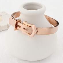 1入304不鏽鋼男女用皮帶扣手鐲，4種顏色可選 - 蛋形手鐲 - 查看 11