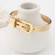 1入304不鏽鋼男女用皮帶扣手鐲，4種顏色可選 - 蛋形手鐲 - 查看 10