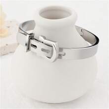 1入304不鏽鋼男女用皮帶扣手鐲，4種顏色可選 - 蛋形手鐲 - 查看 9