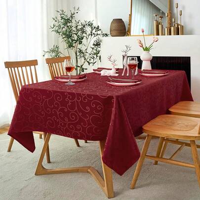 豪華織花緞面桌布，多種尺寸、正方形，適用於廚房/用餐/派對，裝飾床頭櫃/咖啡桌套，1個