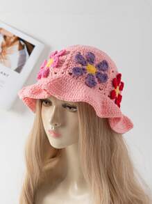 1pc Women's Fashionable Y2K Handmade Crochet 3D Sunflower Bucket Hat, Suitable For Daily Outfits In Autumn And Winter Winter Outfits - Multicolor - View 17