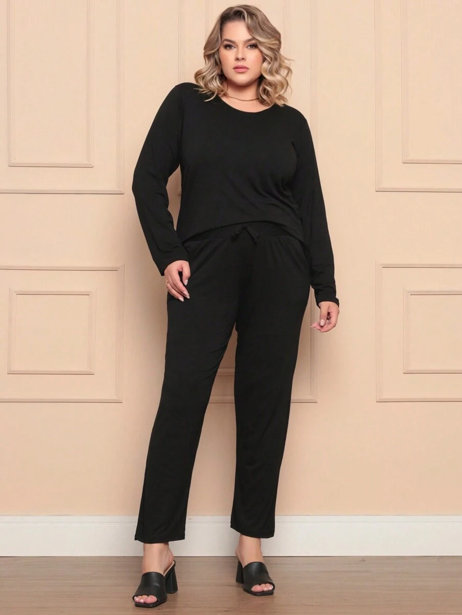 Plus Size Co-Ords - 黑色 - 查看 1