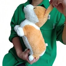 1個大號35*27可愛的柯基犬/哈士奇毛絨玩具，配有心型屁股的填充狗狗枕頭，生日禮物；小狗爪子設計的機台毛絨玩具，配有心型屁股設計 - 彩色 - 查看 6