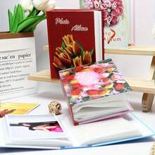 6-Inch 100 Sheets Insertable Small Photo Album Large Capacity Family Scrapbook Couple Memory Book Album Set - Rose Red - View 3