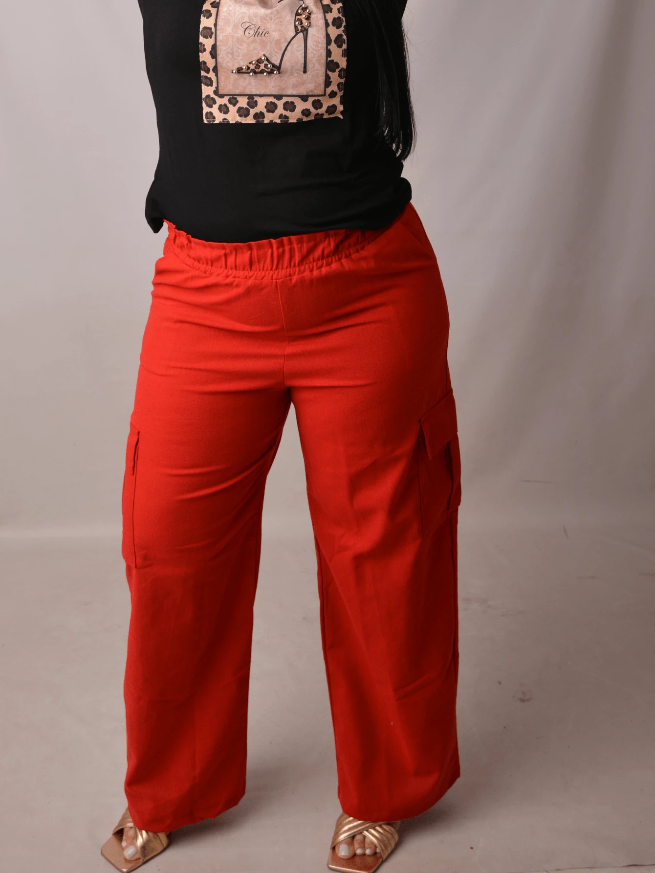 Women Pants - 紅色 - 查看 1