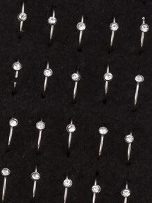 40pcs Elengant Charming Rhinestone Nose Hoop Rings Stud Body Piercing Jewelry - Multicolor - View 6