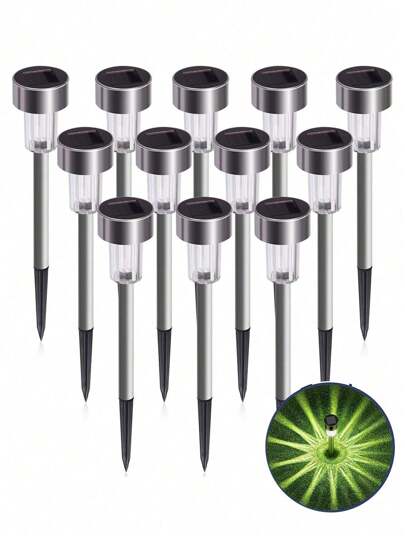 1 pieza /10 piezas /12 piezas Luz solar para exteriores de 45 acero inoxidable para el césped, luz solar resistente al agua para exteriores, decoración de jardín de acero inoxidable LED, adecuada para exteriores, patio, jardín de la villa, parque, porche, camino, carretera, área de parque infantil y otra iluminación decorativa (luz de color / luz cálida / luz blanca) Decoración otoñal Decoración del hogar Decoración para exteriores