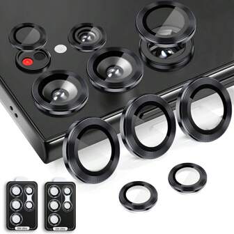 2 Sets Metal Camera Lens Protector Compatible With Samsung Galaxy Gift For Birthday, Family, Friends Alloy Metal With Tempered Glass Full Cover, Lens Protector, Phone Accessories Waterproof Shockproof Anti-Fall Anti-Fall Scratch Resistant Anti-Fingerprint