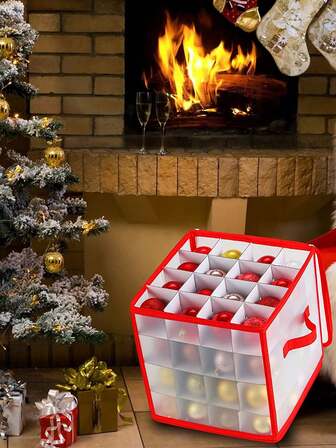 64-Grid Corrugated Inner Box Christmas Ball Storage Box, Clothing/Small Items Organizing Box, PP Christmas Ball Storage Box
