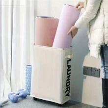 1PC带轮脏布篮家用牛津布洗衣篮收纳布脏布篮瑜伽垫收纳篮多功能防水收纳篮 - 彩色 - 查看 8