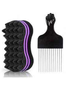 Hair Sponges For Women Curls Magic Twist Hair Sponge, Barber Hair Brush Sponge Tool Kit, Men Women Styling Tool For Curl, Coils, Dreadlocks Wave Hair Care Tool With Pick , Barber Tools, Hair Salon Hair Tools - Multicolor - View 28