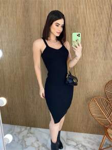 Women Sweater Dresses - 黑色 - 查看 2