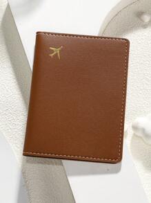 1 pieza Funda de pasaporte minimalista de piel sintética, adecuada para uso diario, viajes al aire libre, viajes de negocios, portafotos de pasaporte familiar con estampado de avión, accesorios de viaje - Multicolor - Ver 18