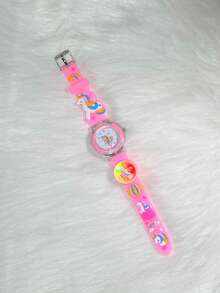 2024 New Gift Box Packaging 3-Color LED Light Strap Cartoon Unicorn Kids Watch Set With Wallet, Necklace, Earrings And Bracelet 7pcs/Set - Pink - View 7