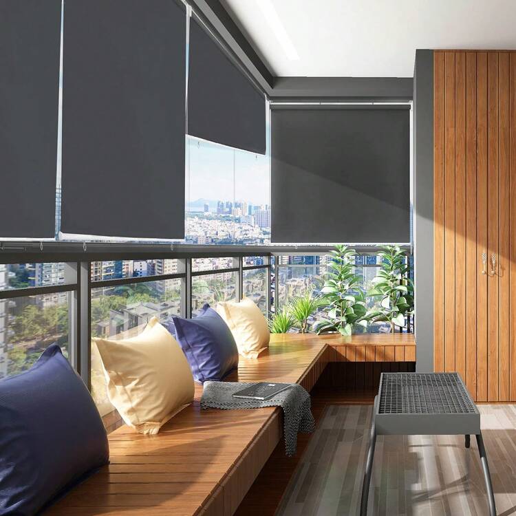 LILIIN Tenda a rullo a trazione laterale 100*140cm / 140*140cm / 180*140cm / 100*240cm / 140*240cm / 180*240cm tenda a rullo con morsetto antracite / grigio / beige tenda a rullo oscurante tenda a rullo per esterni Protezione UV e ombreggiatura per proteggere la privacy, per balconi, terrazzi e giardino - 140*140 cm - Visualizzare 9