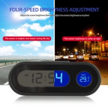Reloj electrónico de coche en miniatura, reloj de tiempo, relojes de auto con termómetro luminoso, pantalla digital retroiluminada, accesorios de estilo de coche - Negro - Ver 5