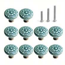 1/2/4/6/8/10/12/15/20pcs 1-2/5 Inch Ceramic Kitchen Cabinet Knobs For Drawer Dresser Knobs Pulls Round Dresser Knobs Drawer Handles And Pulls For Home Furniture Decor Ceramic Knobs With 3 Size Screws