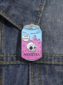 1 pieza Broche de Pin con diseño de esqueleto y frase de té de ansiedad, regalo para amantes del té, adecuado para uso diario de hombres, San Valentín, mamá, madre, Día de la Madre