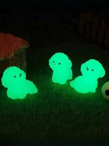 4 chiếc Dạ Quang Dễ Thương Hình Con Chó Nhựa Trang Trí Cảnh Quan Thu Nhỏ, Đồ Chơi Mô Hình Động Vật Thực Tế Cho Phong Cảnh Vi Mô, Tượng Hình Động Vật Hoạt Hình - trắng - Xem 5