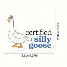 10pcs Silly Goose Stickers: Durable, Glossy Decals - Add Fun To Your Car And Glassware, Self-Adhesive And Glass-Friendly - White - View 7
