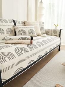 1個幾何細節沙發坐墊，現代化聚酯纖維防滑沙發套，適用於所有季節