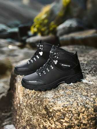 Men's Solid Color Lace-Up Outdoor Hiking Shoes