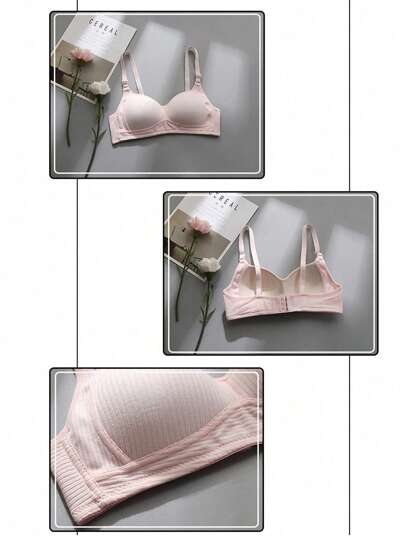 1pc Women's Simple Wireless Padded Push-Up Brassiere