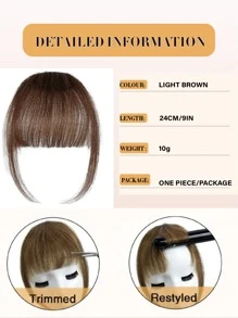 Clip-On Bangs, Thin Air Bangs, Clip-On Hair Extensions, Fringe Bangs, Tassel Wig, Women's Curved Bangs, Suitable For Daily Gatherings - Light Brown - View 3