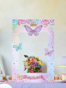 1 set de marcos de fotos de papel con patrón de mariposas, accesorios de decoración para fiestas de cumpleaños, marco de decoración de fotos temática de mariposas - Mariposa - Ver 5