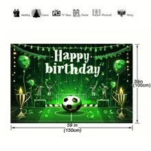 1pc Soccer Birthday Party Backdrop Football Field Photography Background Football Themed Party Decoration Photobooth Props For Boys Men Women Girls Cake Table Decor,