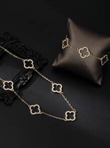 1 条手链和 1 条项链朋克风格镂空花朵吊坠手链，适合返校/万圣节/感恩节礼物和优雅质感吊坠项链套装情人节、妈妈、母亲、母亲节、礼物 - 白色 - 查看 3