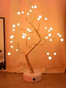 LAMPARA ARBOL BONSAI DECORACION LUZ LED PERLA - Dorado - Ver 2