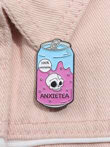 1 pieza Broche de Pin con diseño de esqueleto y frase de té de ansiedad, regalo para amantes del té, adecuado para uso diario de hombres, San Valentín, mamá, madre, Día de la Madre