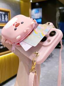 Đồ dễ thương Ví đựng tiền xu hình chú chó trắng cổ điển & Vỏ Apple IPhone 15ProMax, Đeo chéo & Dây đeo cổ Tương thích với dòng iPhone 14/13/12 - Màu be - Xem 8