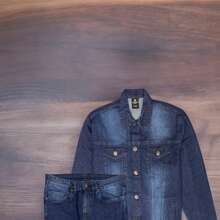 Men's Denim Classic Jean Suit Outfit - 藍色 - 查看 2