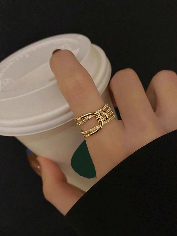 1PC Small Fresh Double Ring Women's Simple Personality Flower Ring Women's Open Ring Jewelry Elegant Halloween