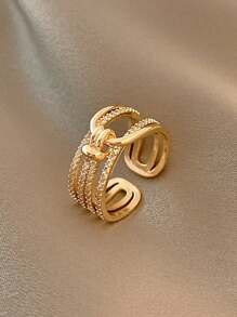 1PC Small Fresh Double Ring Women's Simple Personality Flower Ring Women's Open Ring Jewelry Elegant Halloween